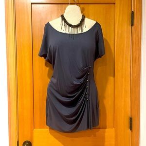 Anthropologie soft ruched tunic length soft jersey shirt